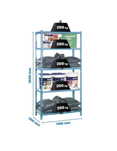 Estantería SIMONRACK Simonclick superplus 5/500 azul/blanco | Estantería metálica SimonRack para cargas de 300 kg