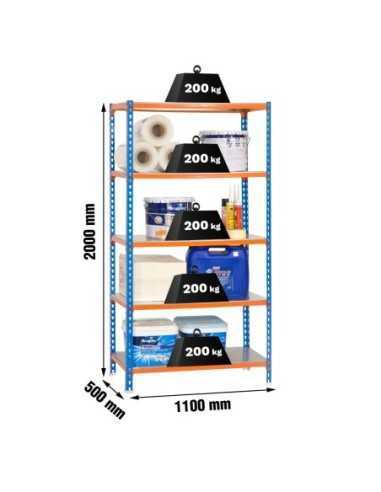 Estantería SIMONRACK Simonclick superplus 5/500 azul/naranja/galva | Estantería metálica SimonRack para cargas de 300 kg
