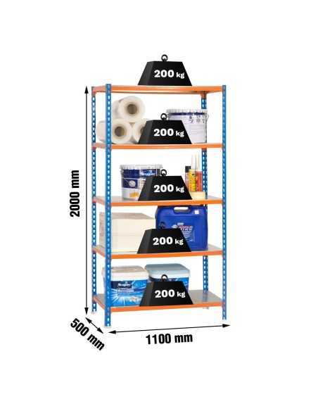 Estantería SIMONRACK Simonclick superplus 5/500 azul/naranja/galva | Estantería metálica SimonRack para cargas de 300 kg