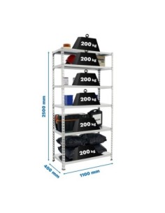 Estantería SIMONCLICK superplus 6/400 galvanizado/galvanizado | Estantería sin tornillos con baldas de madera SimonRack