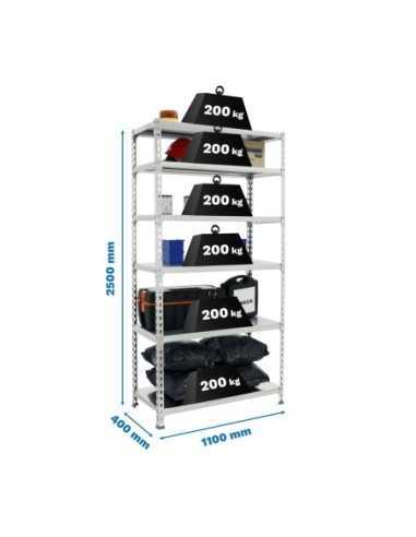 Estantería SIMONCLICK superplus 6/400 galvanizado/galvanizado | Estantería sin tornillos con baldas de madera SimonRack