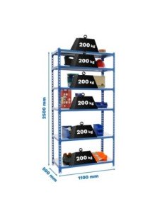 Estantería SIMONCLICK superplus 6/500 azul/galvanizado | Estantería sin tornillos con baldas de madera SimonRack