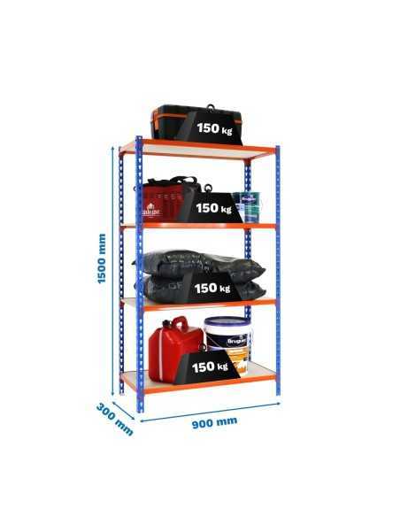 Estantería SIMONRACK Maderclick 4/300 1500 azul/naranja/madera