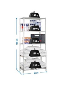 Estantería SIMONCLICK MaderClick5/300 galva/madera | Estantería sin tornillos con baldas de madera SimonRack