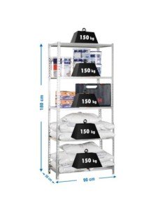 Estantería SIMONCLICK MaderClick5/300 galva/madera | Estantería sin tornillos con baldas de madera SimonRack