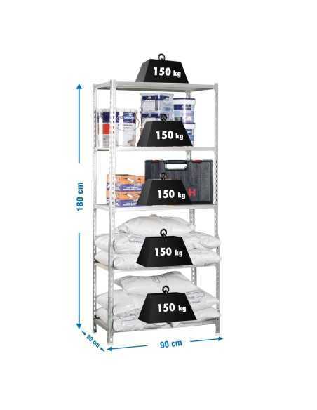 Estantería SIMONCLICK MaderClick5/300 galva/madera | Estantería sin tornillos con baldas de madera SimonRack