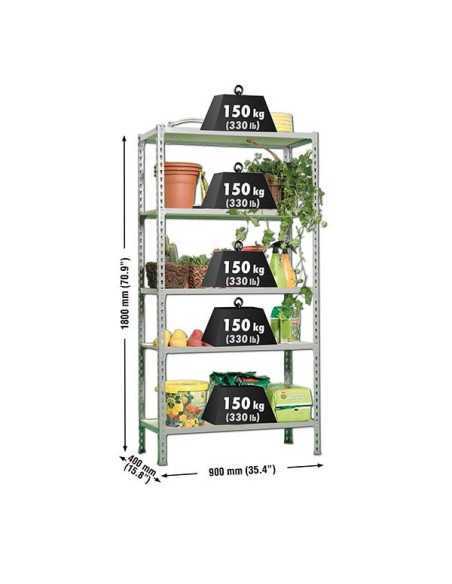 Estantería SIMONCLICK MaderClick5/400 gris/madera | Estantería sin tornillos con baldas de madera SimonRack