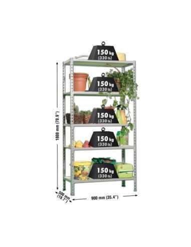 Estantería SIMONCLICK MaderClick5/500 gris/madera | Estantería sin tornillos con baldas de madera SimonRack