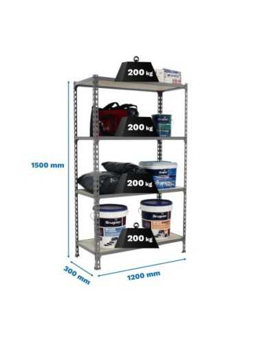 Estantería SIMONRACK SimonrackMaderclick megaplus 4/300 1500 galva/madera