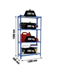 Estantería SIMONRACK SimonrackMaderclick megaplus 4/500 1500 azul/madera