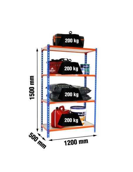 Estantería SIMONRACK SimonrackMaderclick megaplus 4/500 1500 azul/naran/mad