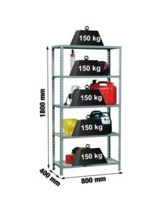Estantería SIMONCLICK MaderClick Mini 5/400 gris/madera | Estantería sin tornillos con baldas de madera SimonRack