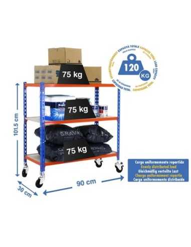 Estantería SIMONRACK Maderclick mobile 3/300 900 az/nar/mad