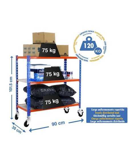 Estantería SIMONRACK Maderclick mobile 3/300 900 az/nar/mad