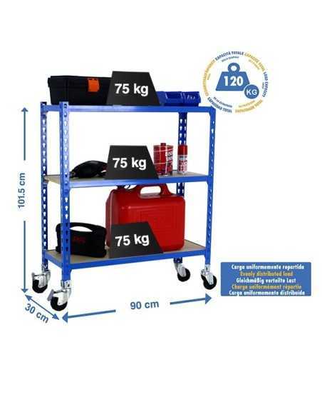 Estantería SIMONRACK Maderclick mobile 3/300 900 azul/madera