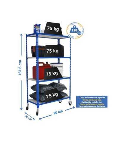 Estantería SIMONRACK Maderclick mobile 4/300 1500 azul/madera