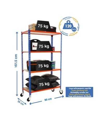 Estantería SIMONRACK Maderclick mobile 4/300 1500 azul/naranja/made