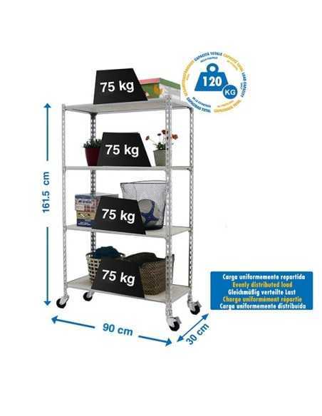 Estantería SIMONRACK Maderclick mobile 4/300 1500 galva/madera