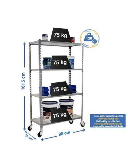 Estantería SIMONRACK Maderclick mobile 4/300 1500 gris/madera