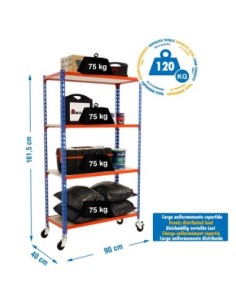 Estantería SIMONRACK Maderclick mobile 4/400 1500 azul/naranja/made