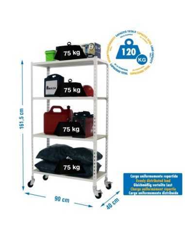 Estantería SIMONRACK Maderclick mobile 4/400 1500 blanco/madera