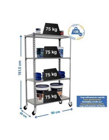 Estantería SIMONRACK Maderclick mobile 4/400 1500 gris/madera