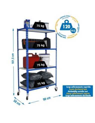 Estantería SIMONRACK Maderclick mobile 4/500 1500 azul/madera