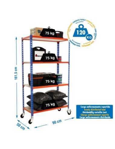 Estantería SIMONRACK Maderclick mobile 4/500 1500 azul/naranja/made