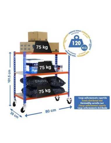 Estantería SIMONRACK Maderclick mobile mini 3/300 900 azul/nar/mad