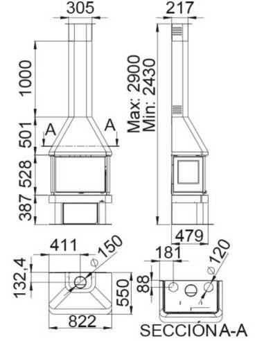Chimenea De Leña BRONPI Lisboa-3c BROLISBOA- | Hogar Cahersa