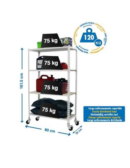 Estantería SIMONRACK Maderclick mobile mini 4/300 1500 bco/mad