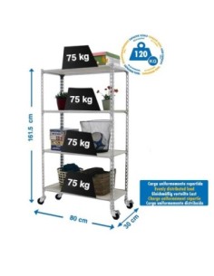 Estantería SIMONRACK Maderclick mobile mini 4/300 1500 galva/madera