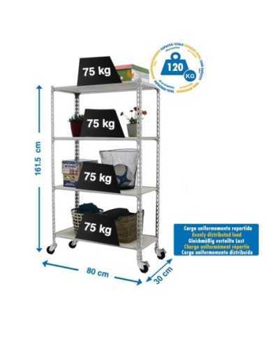 Estantería SIMONRACK Maderclick mobile mini 4/300 1500 galva/madera