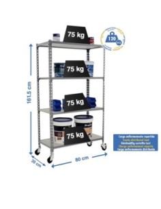 Estantería SIMONRACK Maderclick mobile mini 4/300 1500 gris/madera