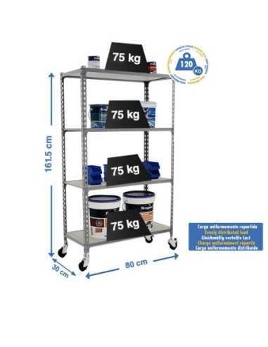 Estantería SIMONRACK Maderclick mobile mini 4/300 1500 gris/madera