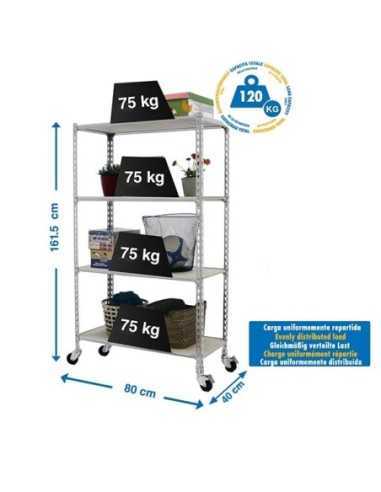 Estantería SIMONRACK Maderclick mobile mini 4/400 1500 galva/madera