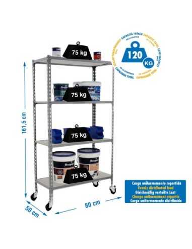 Estantería SIMONRACK Maderclick mobile mini 4/500 1500 gris/madera