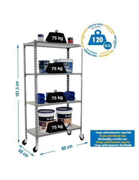 Estantería SIMONRACK Maderclick mobile mini 4/500 1500 gris/madera