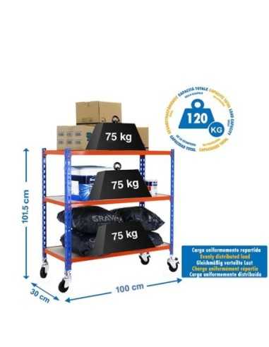Estantería SIMONRACK Maderclick mobile plus 3/300 900 az/nar/mad