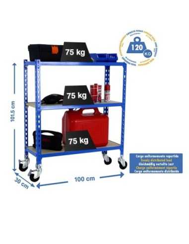 Estantería SIMONRACK Maderclick mobile plus 3/300 900 azul/madera