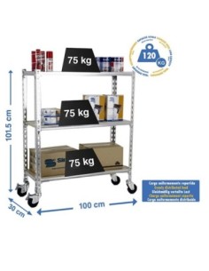 Estantería SIMONRACK Maderclick mobile plus 3/300 900 galva/madera