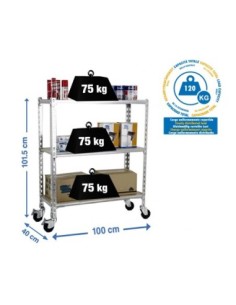 Estantería SIMONRACK Maderclick mobile plus 3/400 900 galva/madera
