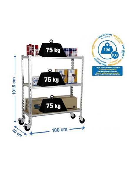 Estantería SIMONRACK Maderclick mobile plus 3/400 900 galva/madera