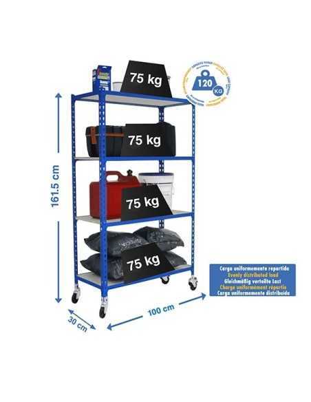 Estantería SIMONRACK Maderclick mobile plus 4/300 1500 azul/madera