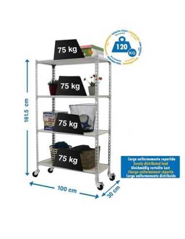 Estantería SIMONRACK Maderclick mobile plus 4/300 1500 galva/madera