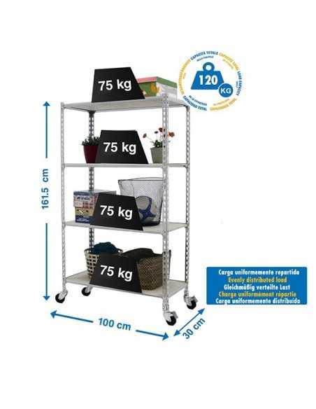 Estantería SIMONRACK Maderclick mobile plus 4/300 1500 galva/madera