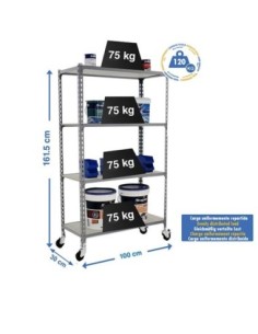 Estantería SIMONRACK Maderclick mobile plus 4/300 1500 gris/madera