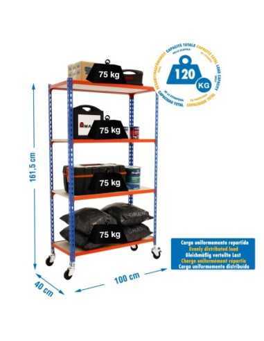 Estantería SIMONRACK Maderclick mobile plus 4/400 1500 azul/nara/ma