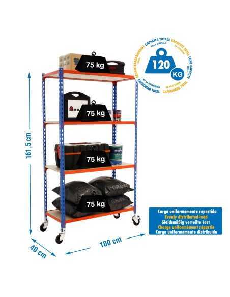 Estantería SIMONRACK Maderclick mobile plus 4/400 1500 azul/nara/ma