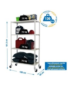 Estantería SIMONRACK Maderclick mobile plus 4/400 1500 bco/mad